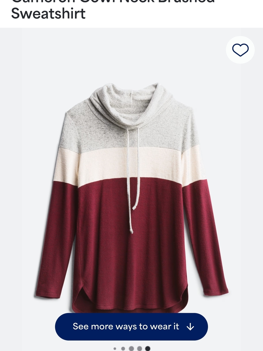 Market & Spruce Brushed Cowl Neck Sweater in Burgundy, Cream & Light Gray